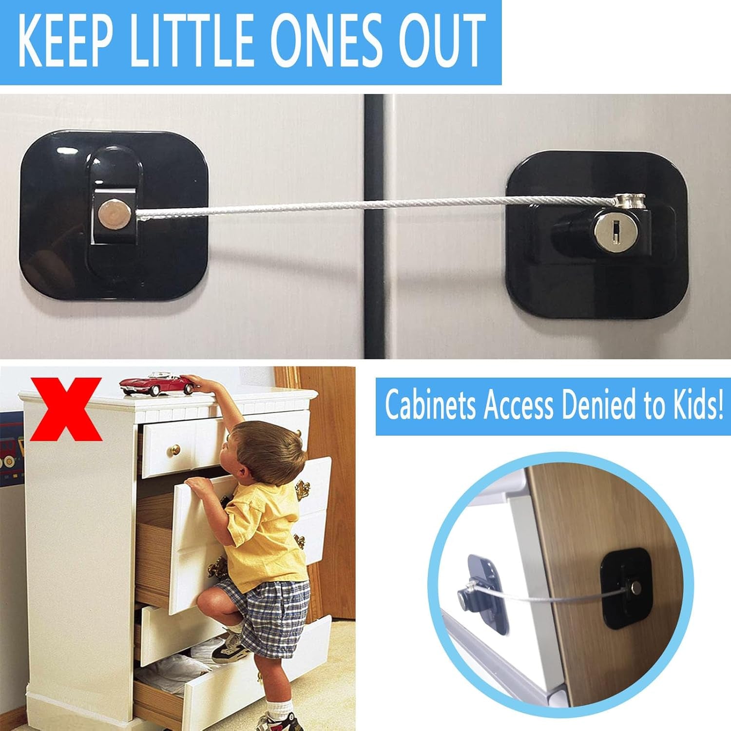 Upgraded Refrigerator Lock for Adults, Fridge Locks for Kids with Key