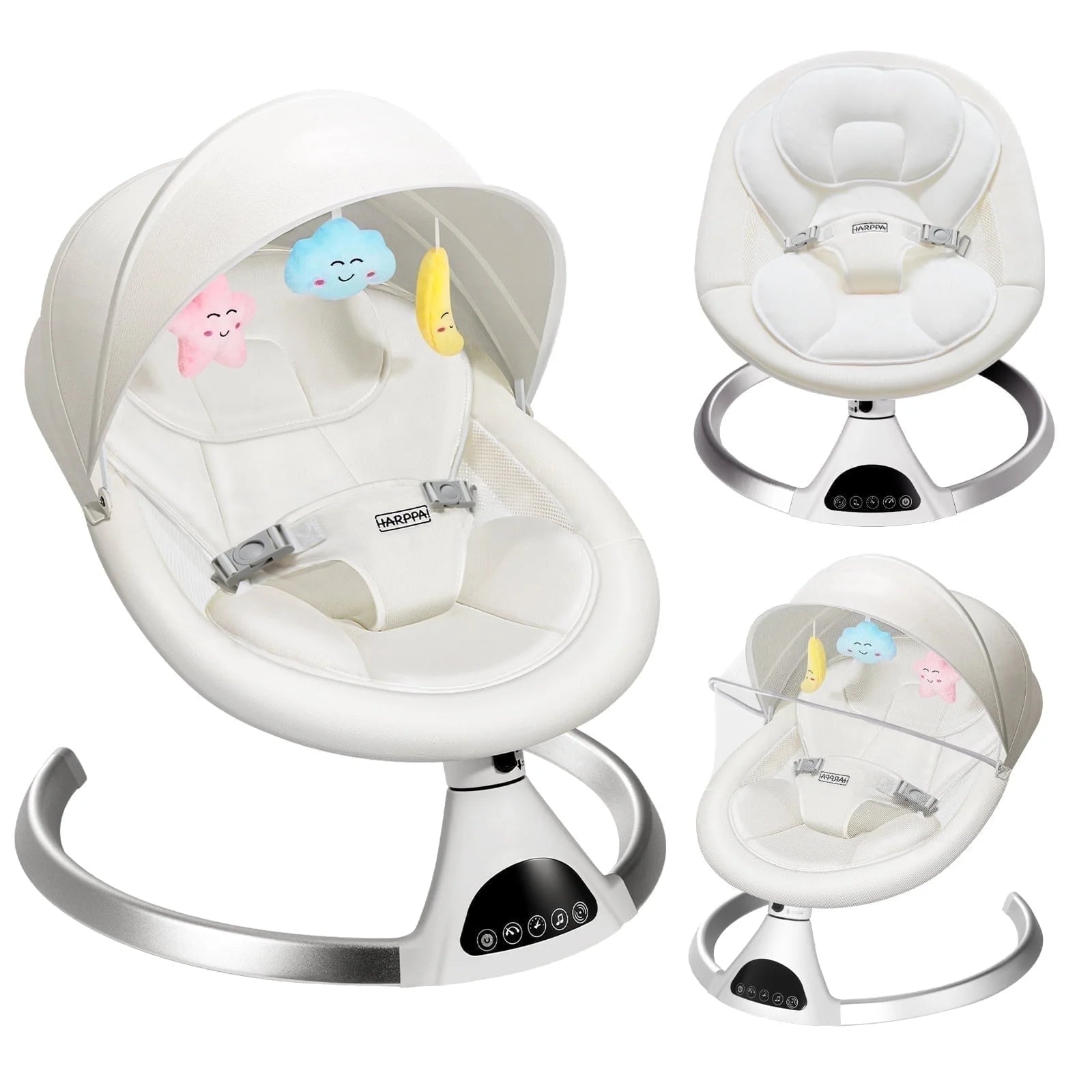 Electric Baby Swing for Infants with Bluetooth Music, 5 Sway Speed, Remote Control, White