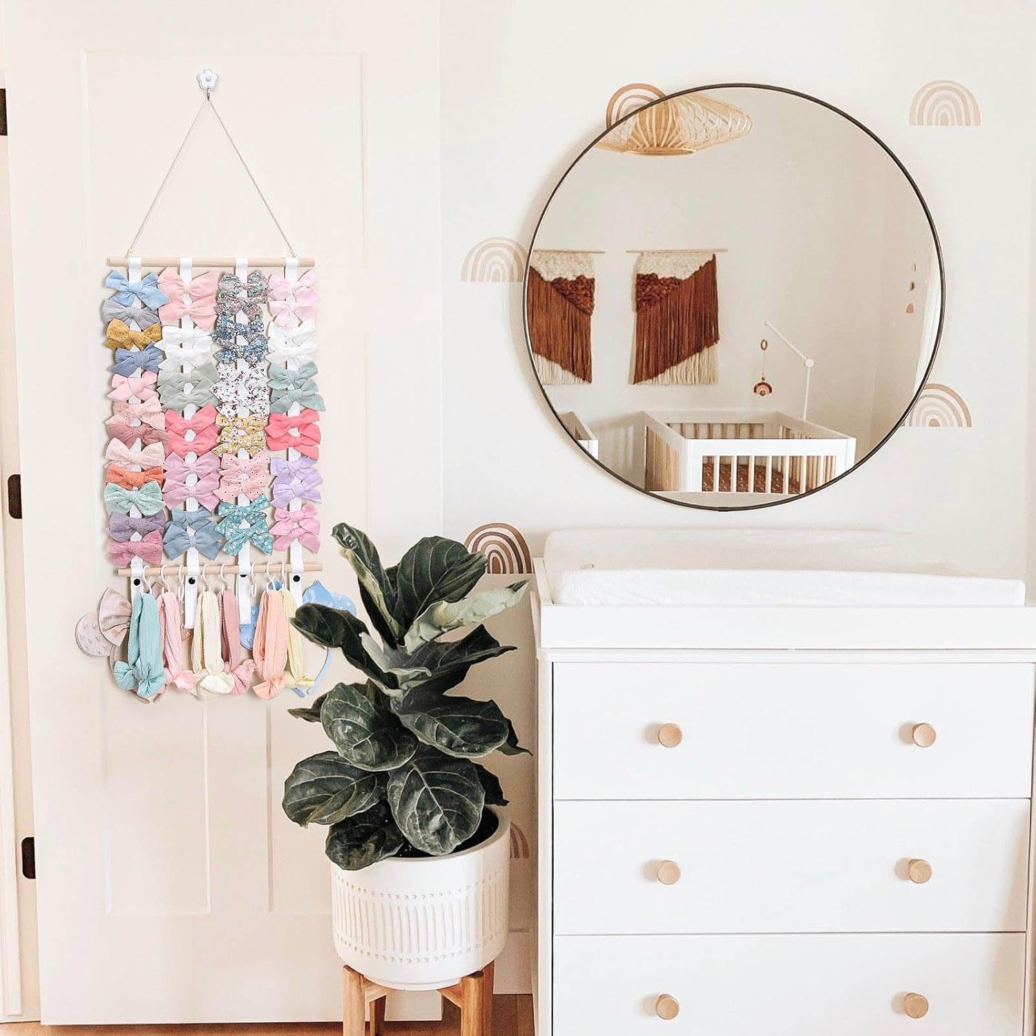 Hair Bow Holder Organizer for Girls，Hair Clips Headband Organizer Storage Wall Hanging Home Decor for Girls Room