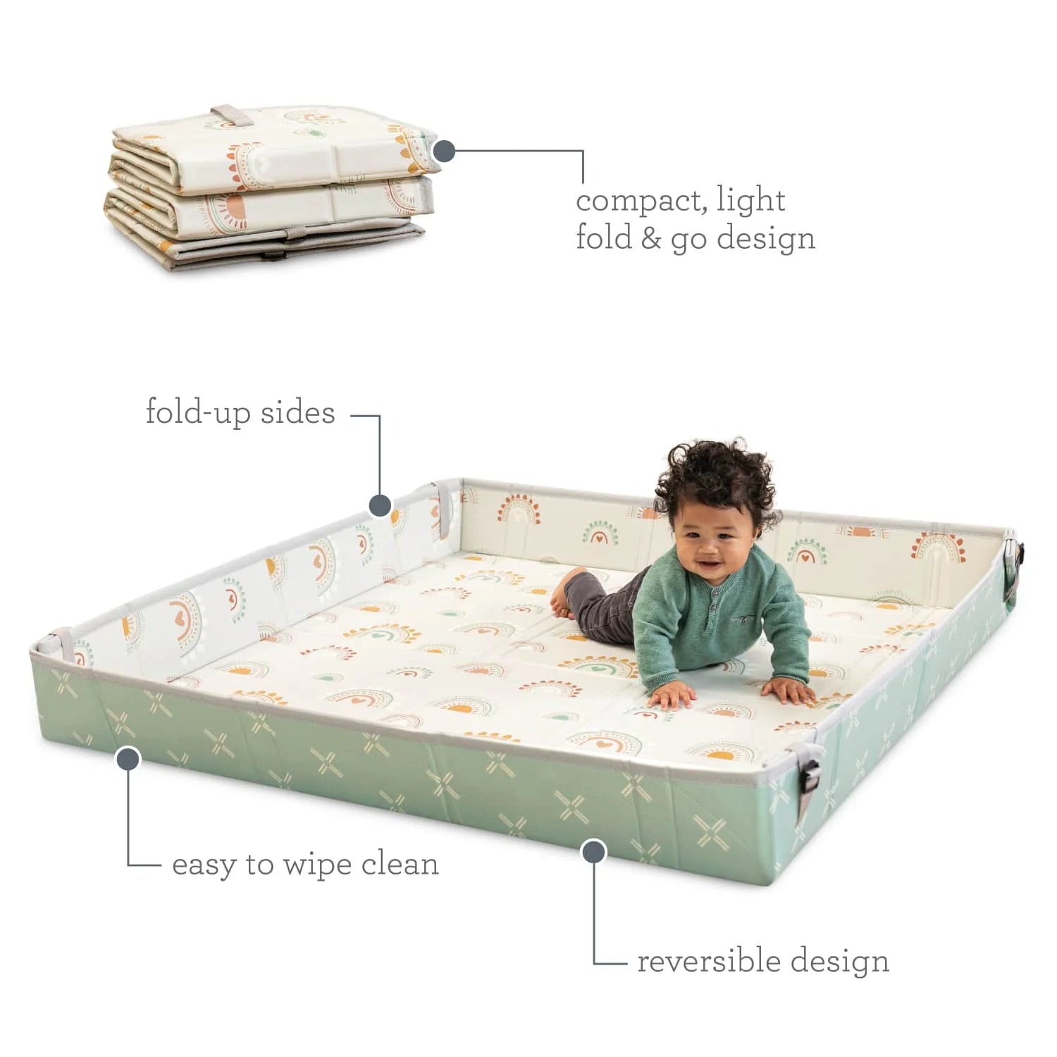 Rainbow Foldable Soft Foam Mat 59", for Babies & Toddlers, Multicolor