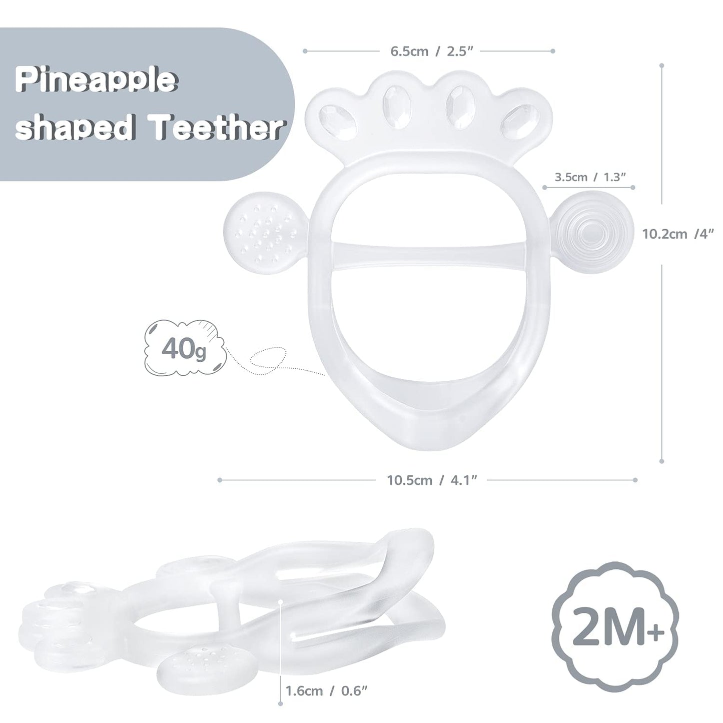 Teething Toys for Babies 0-6 Months, Soft Baby Teether for Soothe Babies Sore Gums for New Born Breast Feeding Babies, Freezer Safe Bpa-Free Hands Free Design(Crystal,1 Pack)