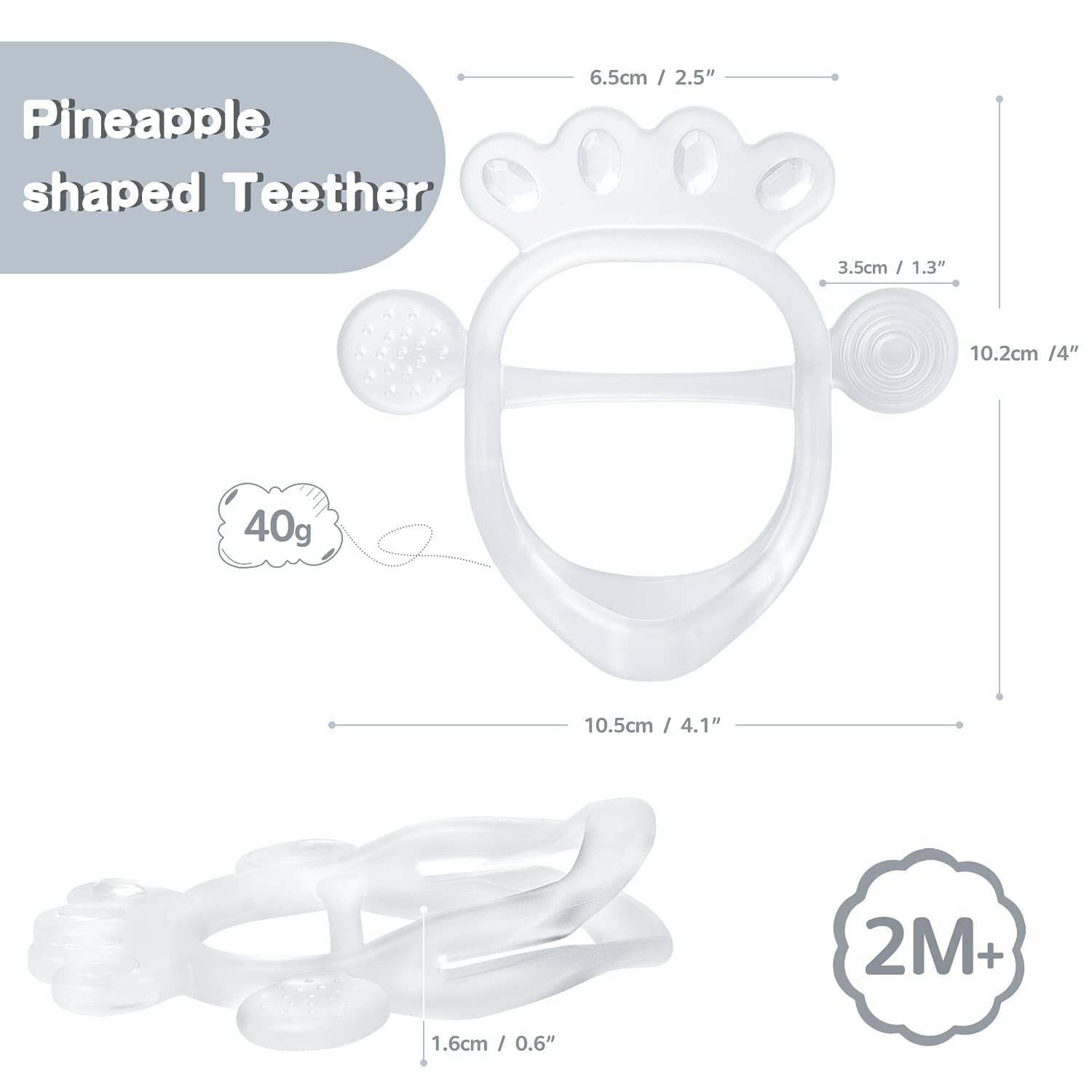 Teething Toys for Babies 0-6 Months, Soft Baby Teether for Soothe Babies Sore Gums for New Born Breast Feeding Babies, Freezer Safe Bpa-Free Hands Free Design(Crystal,1 Pack)