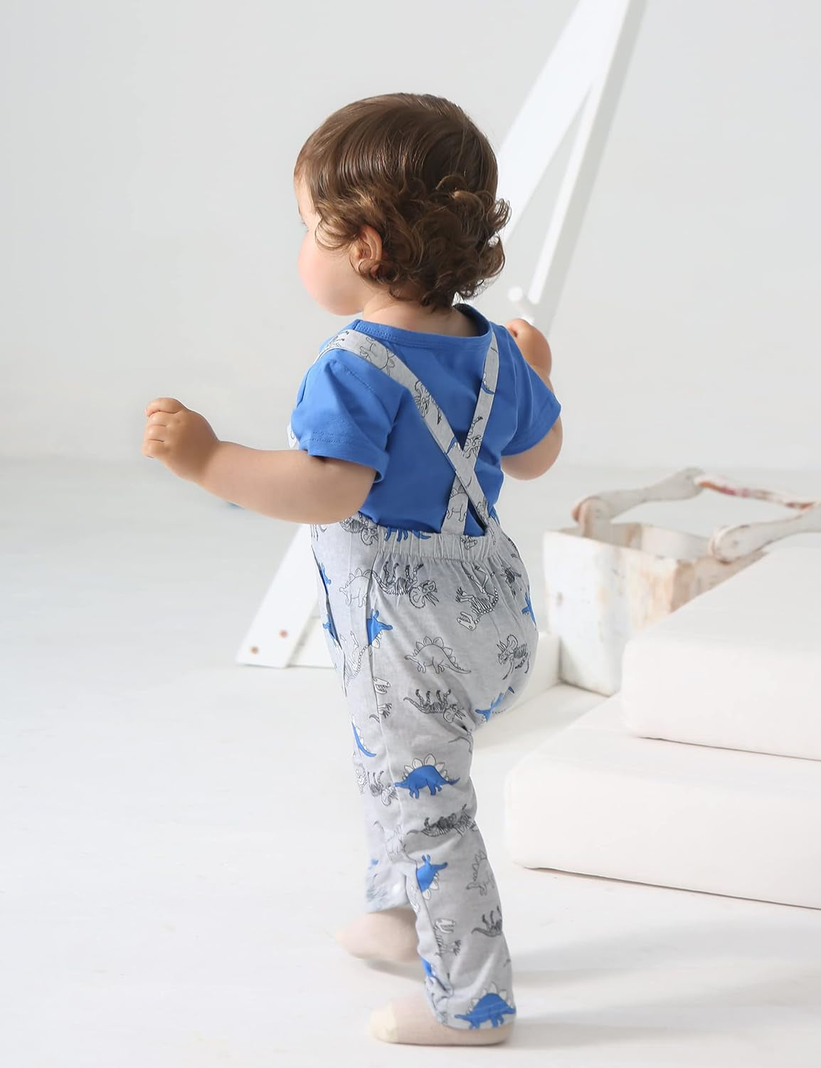 Infant Baby Boy Clothes Summer Outfits Short Sleeve T-Shirt Tops + Cartoon Overalls Pants 2Pcs Clothing Set